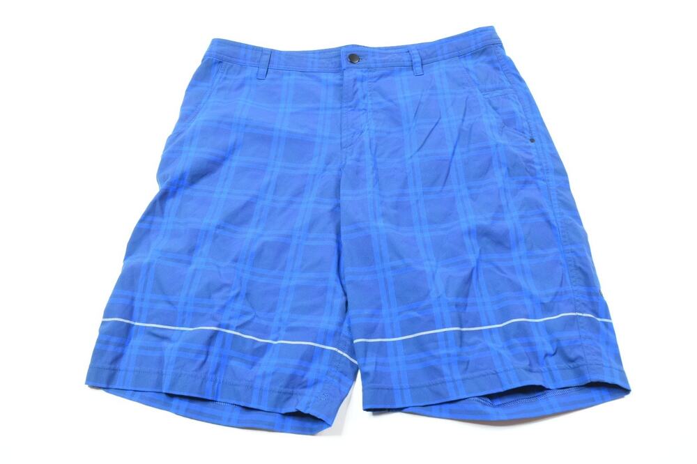 Lululemon Kahuna Golf Shorts Mens 38 Blue Plaid Stretch 11" Regular Fit